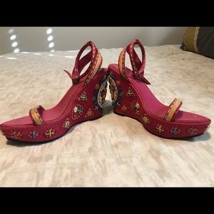 Sam Edelman Funky Pink Leather Wedges